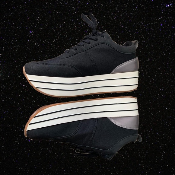 Zara Basic Black Platform Sneakers Size 8